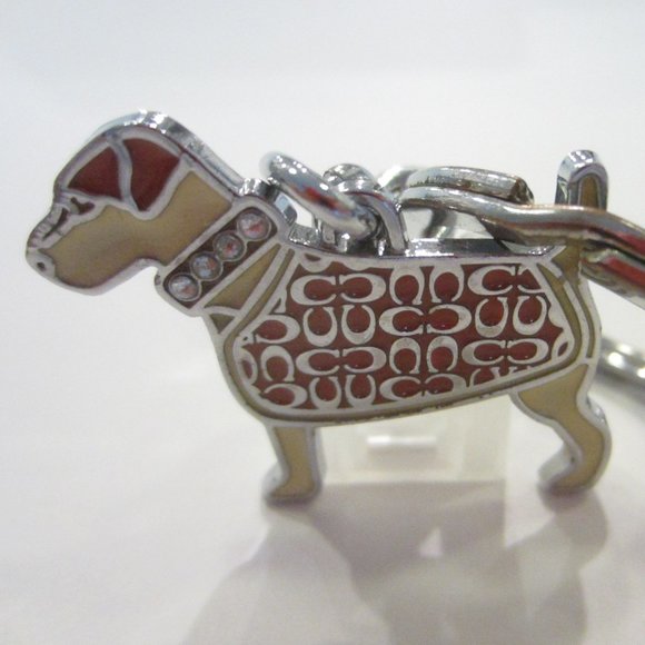 Coach Dog Key Ring Designed White Crystals Collar - Picture 5 of 13